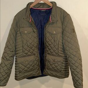 Women’s Tommy Hilfiger Olive Green Diamond Quilted Full Zip Field Jacket Coat XL